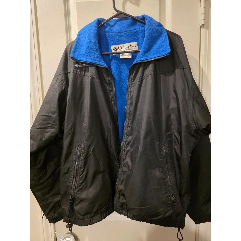 Columbia Men's Full‎ Zip Fleece Lined Jacket Black Outdoor Coat SZ M